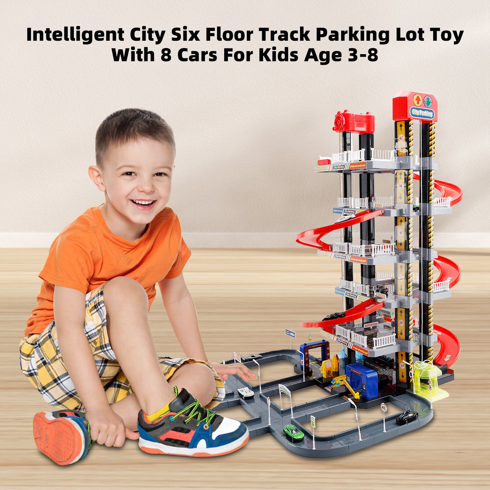 6-Floor City Track Parking Garage Toy with 8 Cars & Lift (Ages 3–8) (Copy)