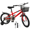 18" Children Bicycle Toddlers Bike with Training Wheels Basket Kickstand Red
