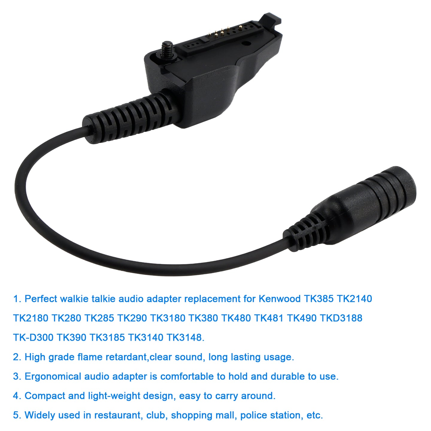 K Interface Headset Port Converter Cable for TK290 TK3180 TK380 TK480 TK481 TK490