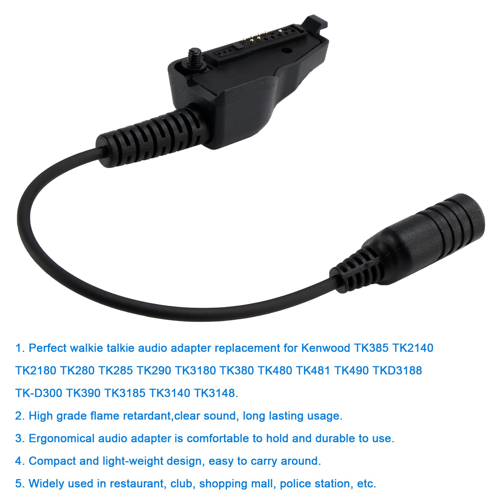 K Interface Headset Port Converter Cable for TK290 TK3180 TK380 TK480 TK481 TK490