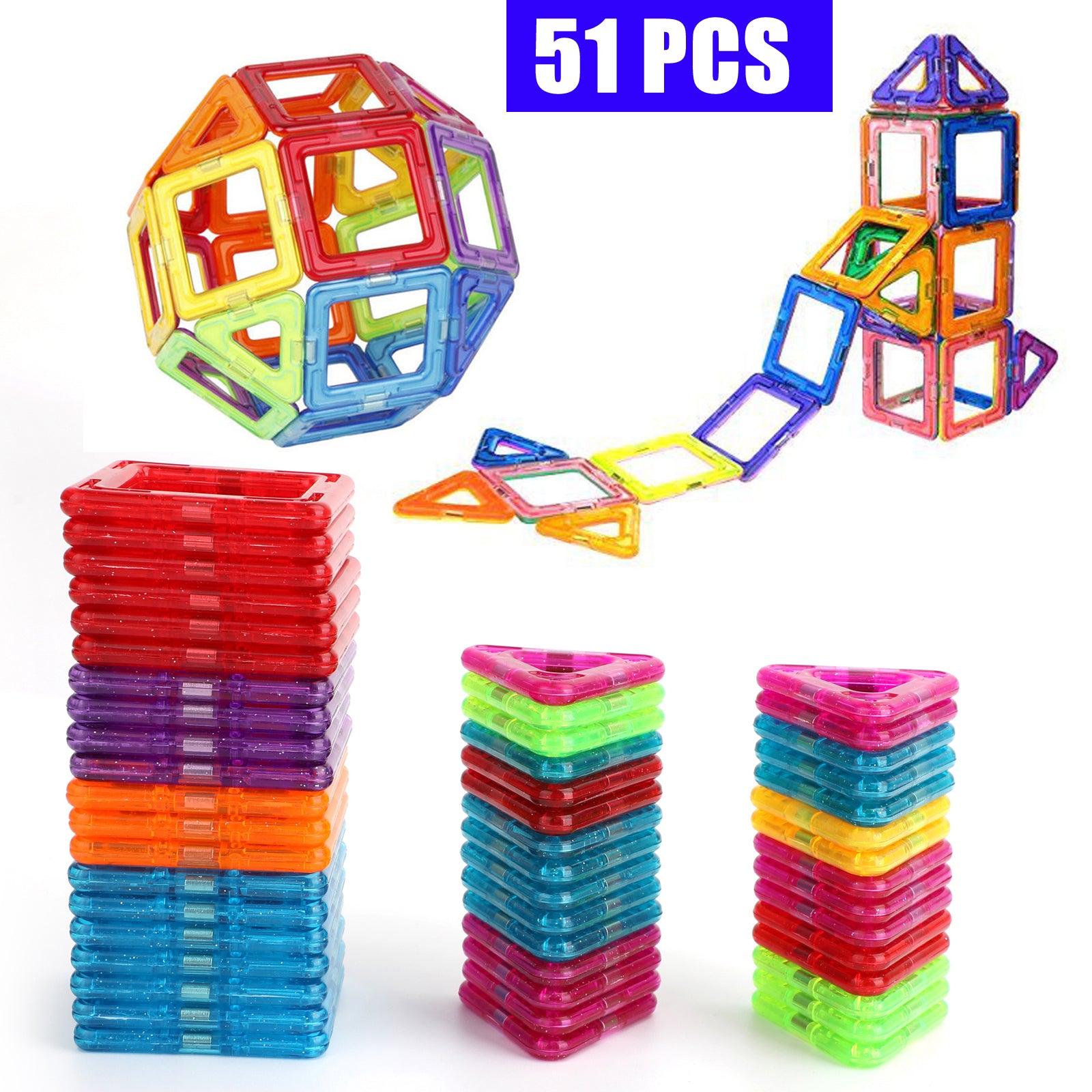 51Pcs All Magnetic Building Blocks Construction Children Toys Educational Block (Copy)