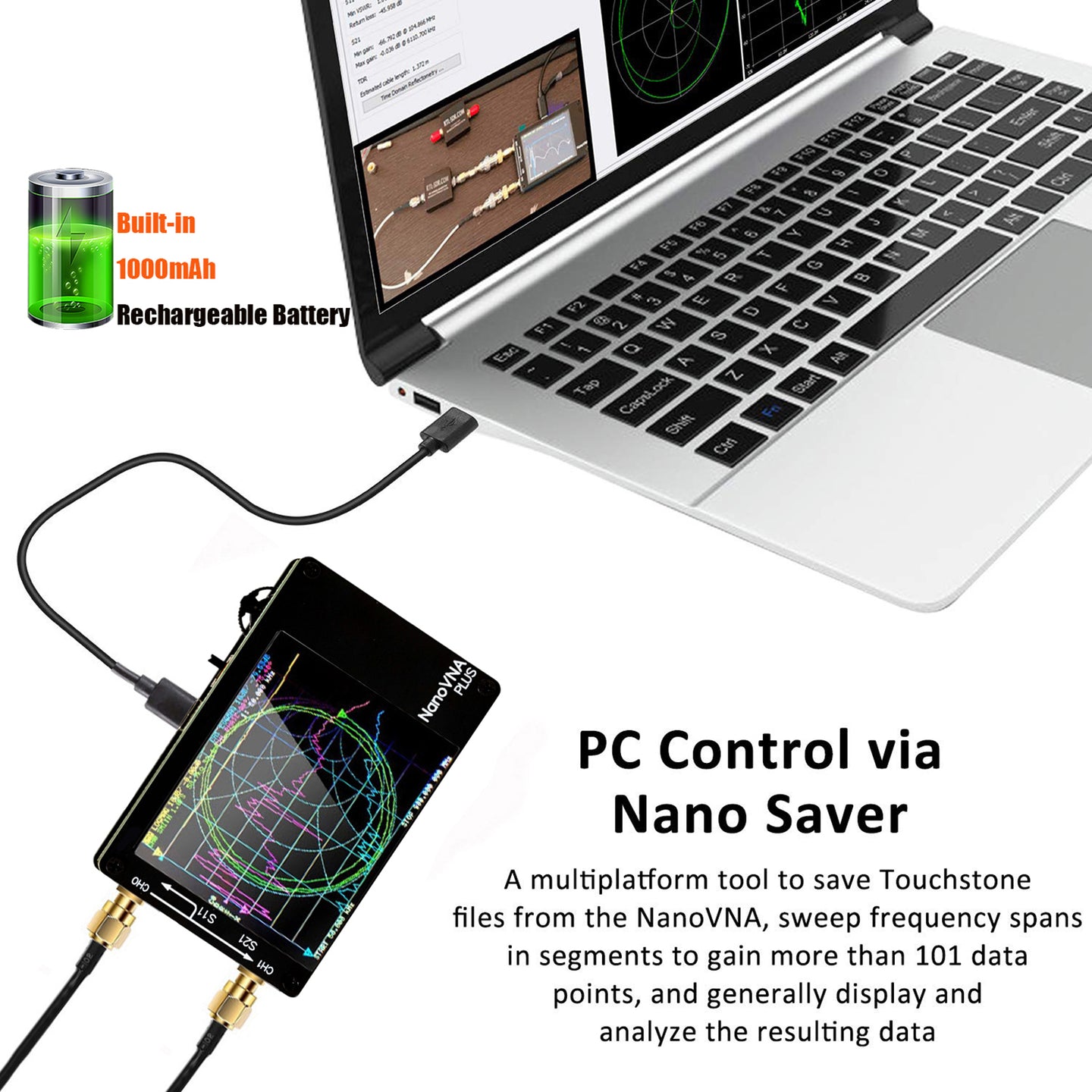 NanoVNA H Vector Network Analyzer 50kHz-2.7GHz MF HF VHF Antenna Analyzer