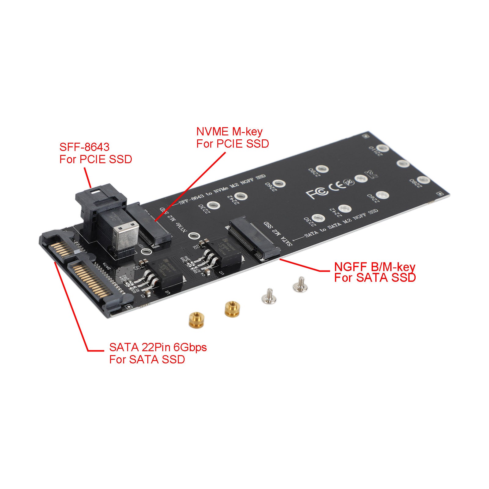 SFF-8643 to U2 Kit NGFF M-Key to HD Mini SAS NVME PCIe SSD SATA Adapter