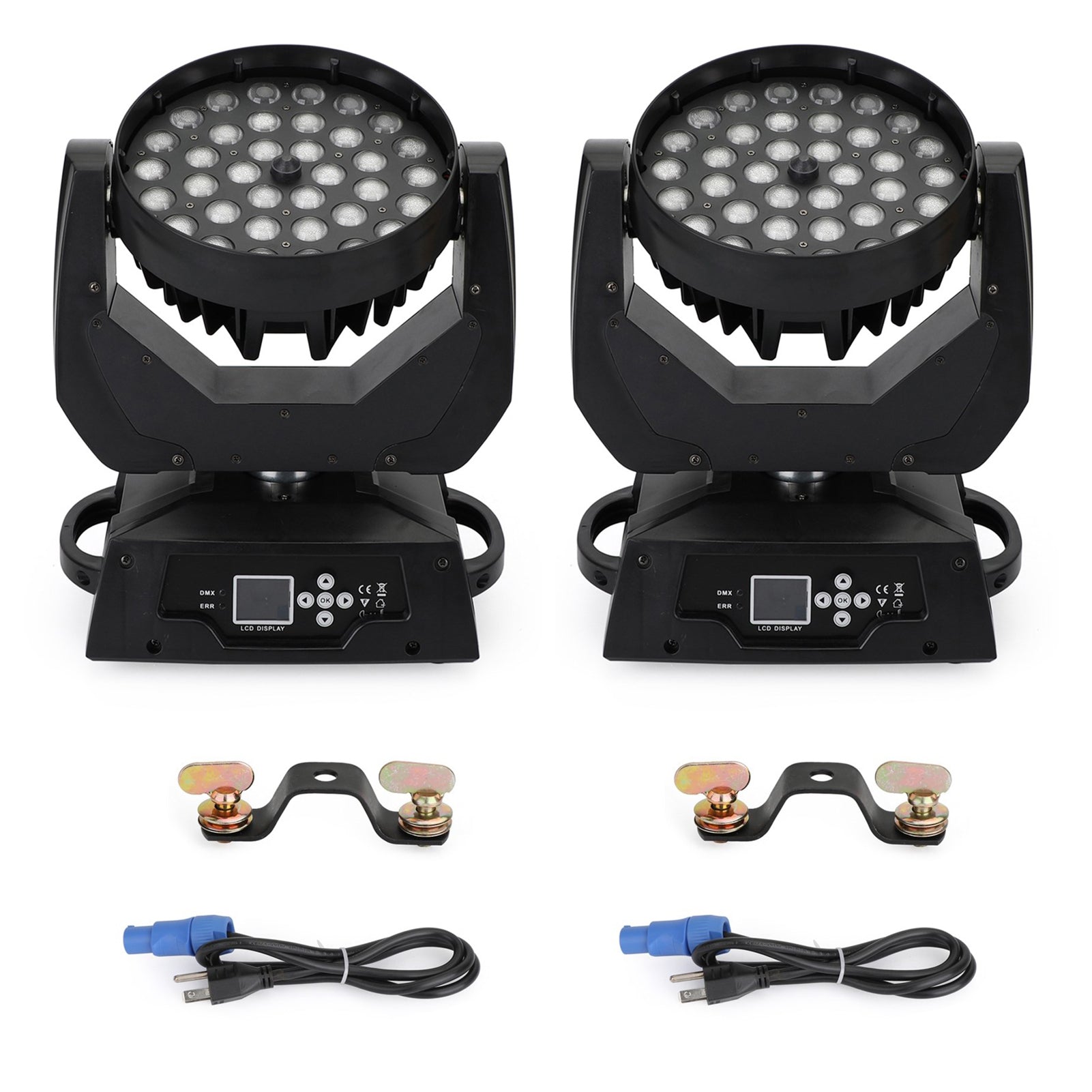 2Pcs 36 x 10W RGBW 4in1 LED Zoom Moving Head 360W Wash Stage Light DMX 15CH