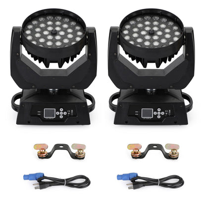 2Pcs 36 x 10W RGBW 4in1 LED Zoom Moving Head 360W Wash Stage Light DMX 15CH (Copy)