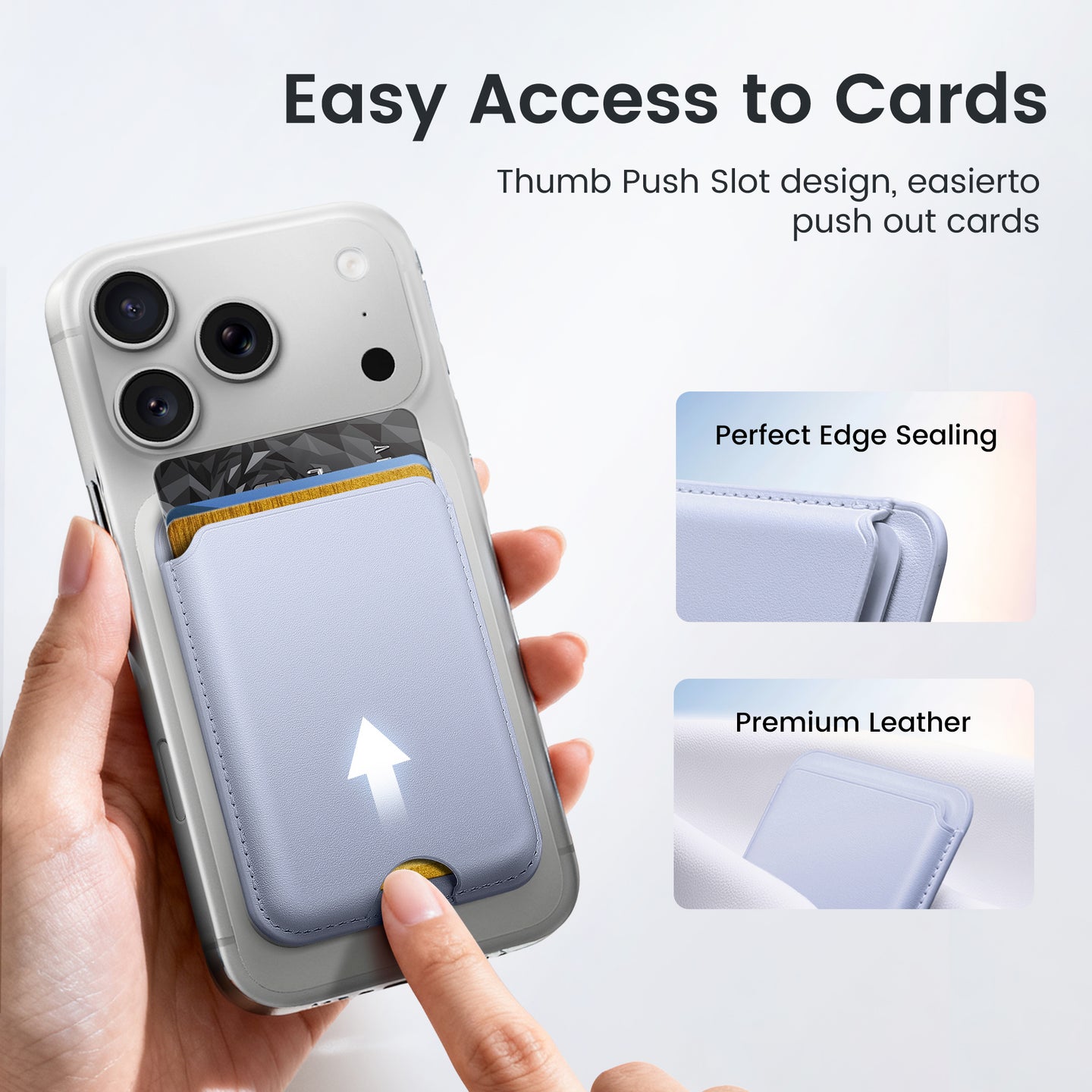 Magnetic Card Holder MagSafe Wallet 3 Card Holder RFID Protection iPhone Wallet Magnetic Strength Vegan Leather for iPhone 17/16/15/14/13/12 Series and Selected Samsung Devices