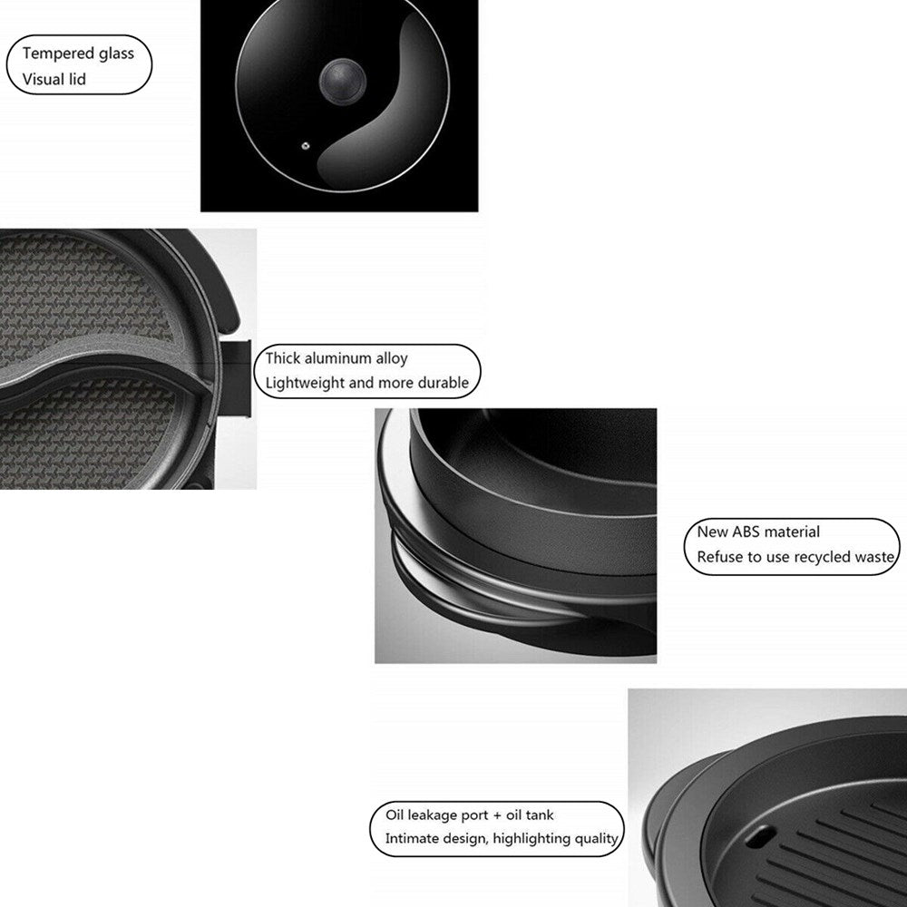 2-in-1 Electric Hot Pot and Grill for Indoor Korean BBQ & Shabu-Shabu, Large Non-Stick Pan for 7-8 People