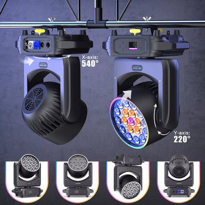 19x20W LED Zoom Moving Head Stage Light – RGBW DMX Beam & Wash Lighting for DJ Disco Party