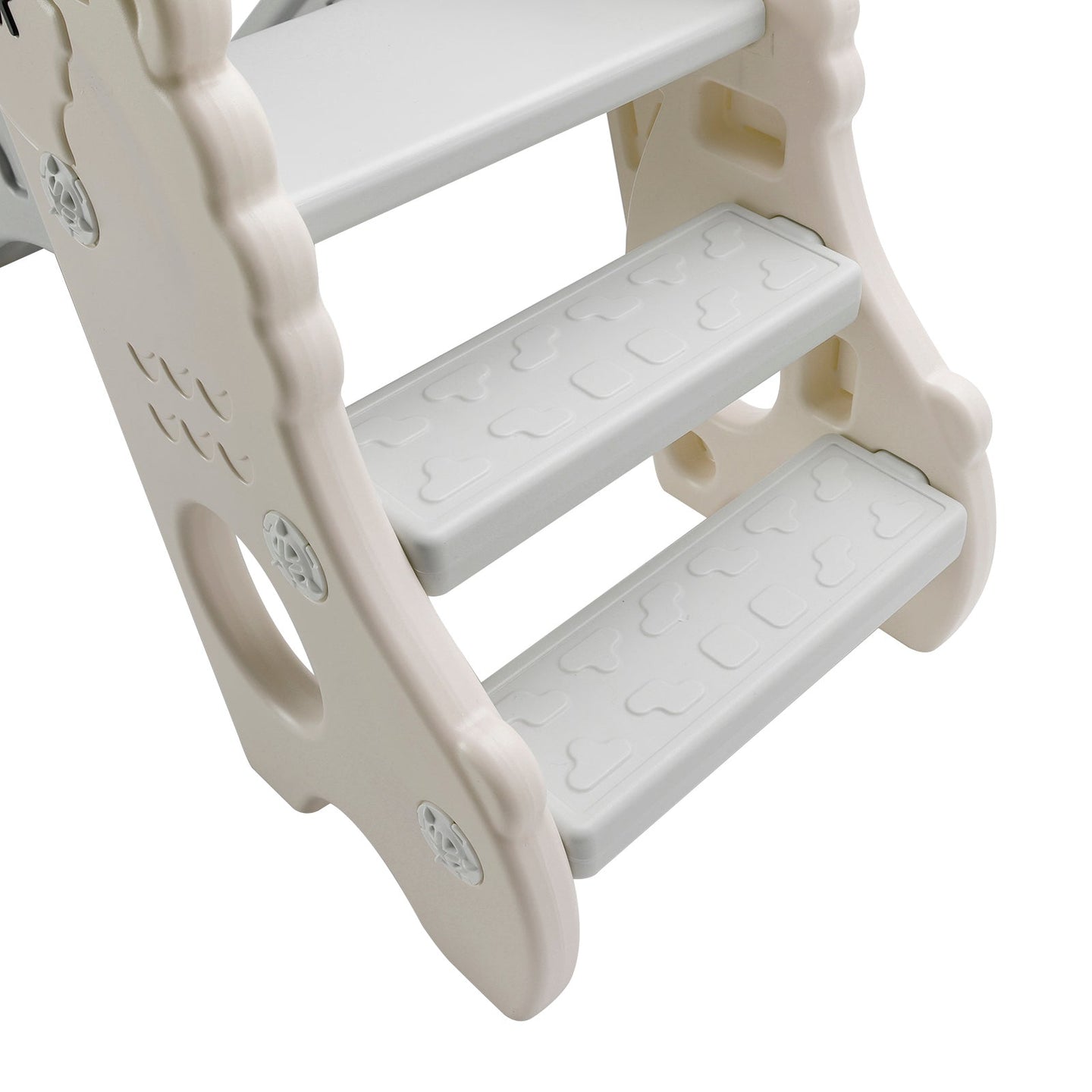 3In1 Kid Folding Slide With Climber,Basketball Hoop,Freestanding Slide Toy White