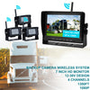 3 Camera Wireless AHD 1080P Backup Camera System with 7" Split Screen Monitor & DVR Recording for Truck, RV, Trailer