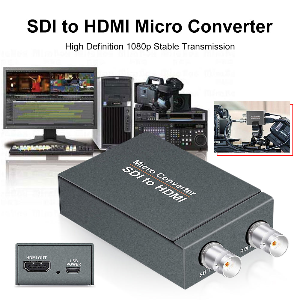 1 SDI Input to 2 HDMI + SDI Output Mini HD Video Converter & Audio Switcher