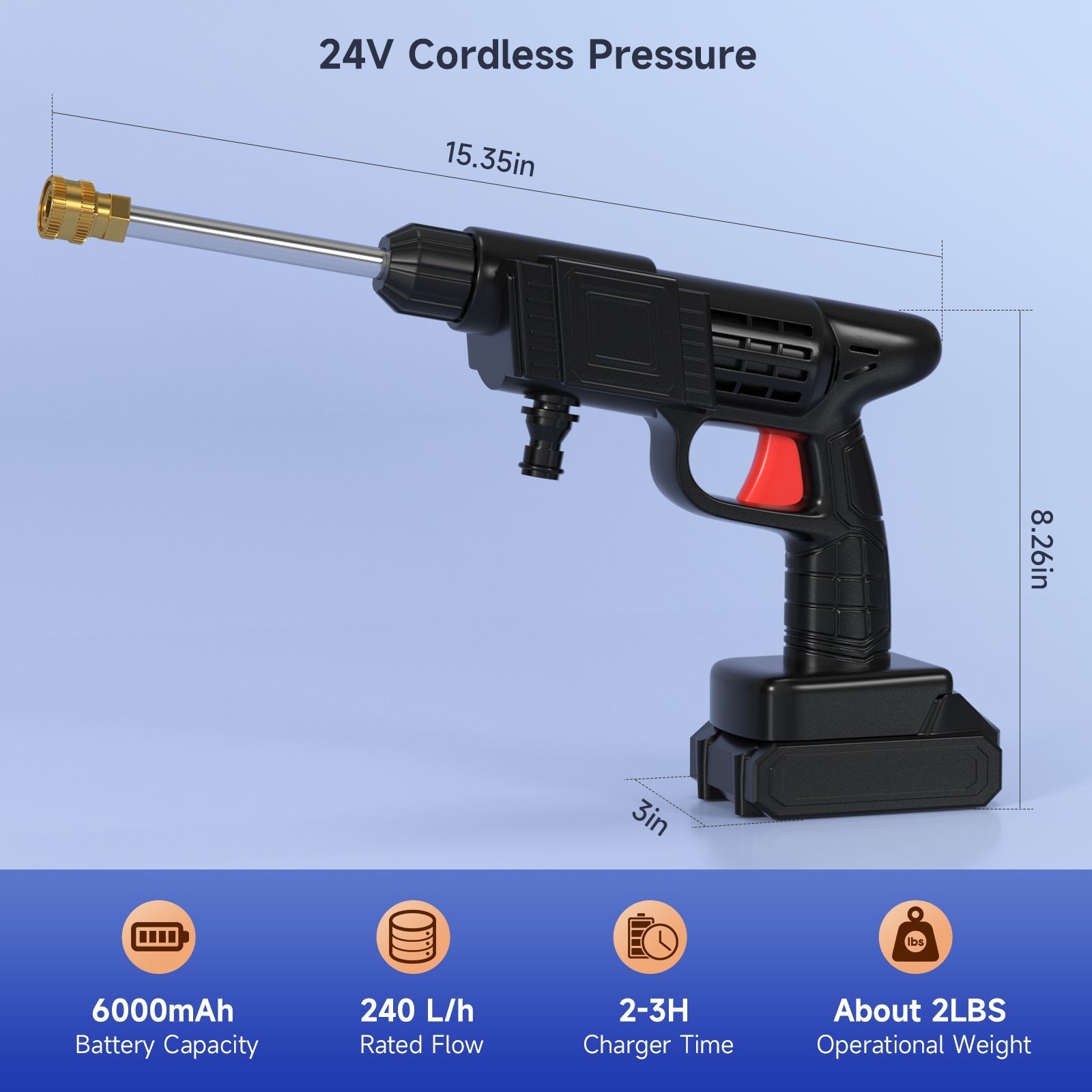Cordless Pressure Washer for Car - Portable Electric Power Wash Gun