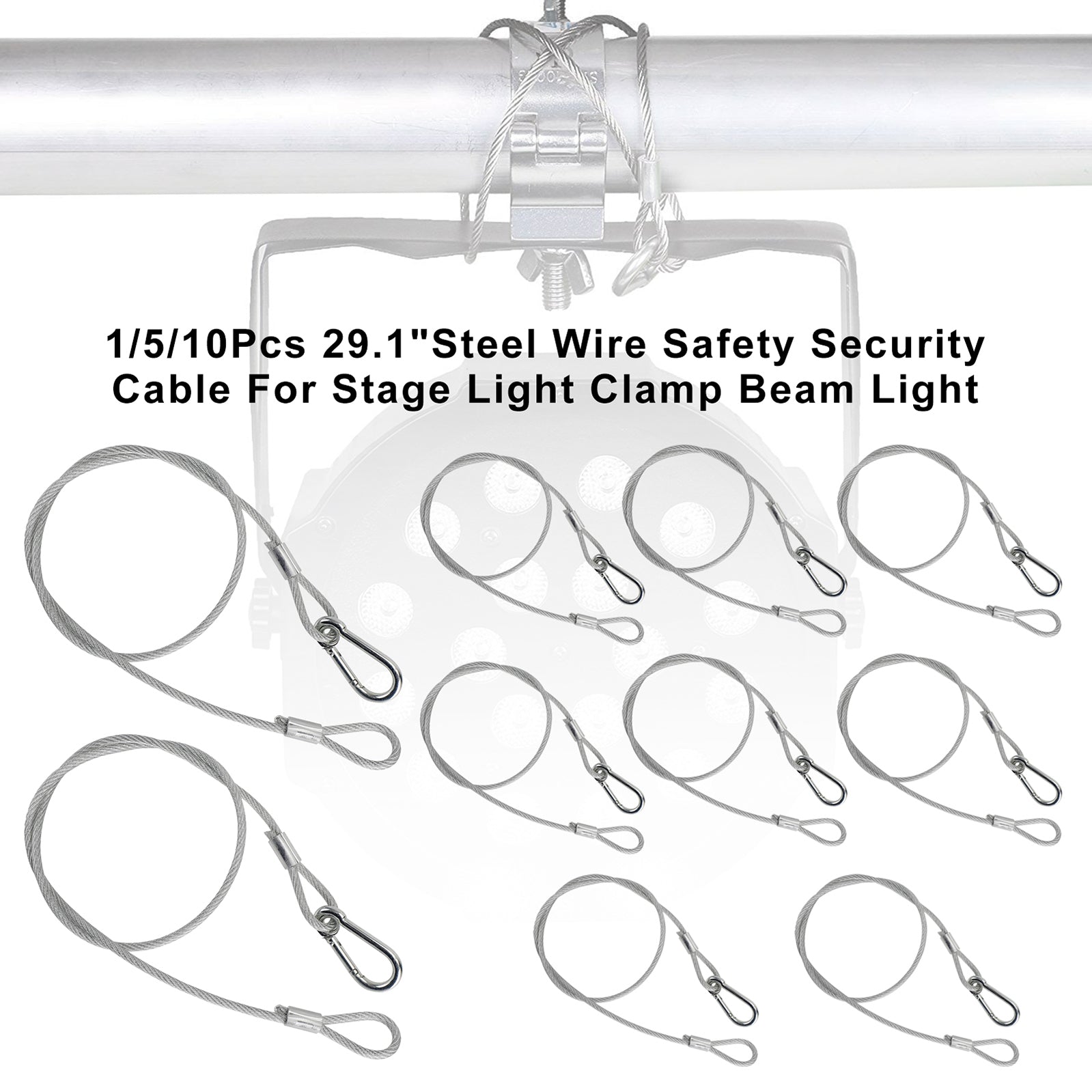 1/5/10Pcs 29.1"Steel Wire Safety Security Cable For Stage Light Clamp Beam Light