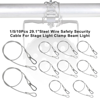 1/5/10Pcs 29.1"Steel Wire Safety Security Cable For Stage Light Clamp Beam Light