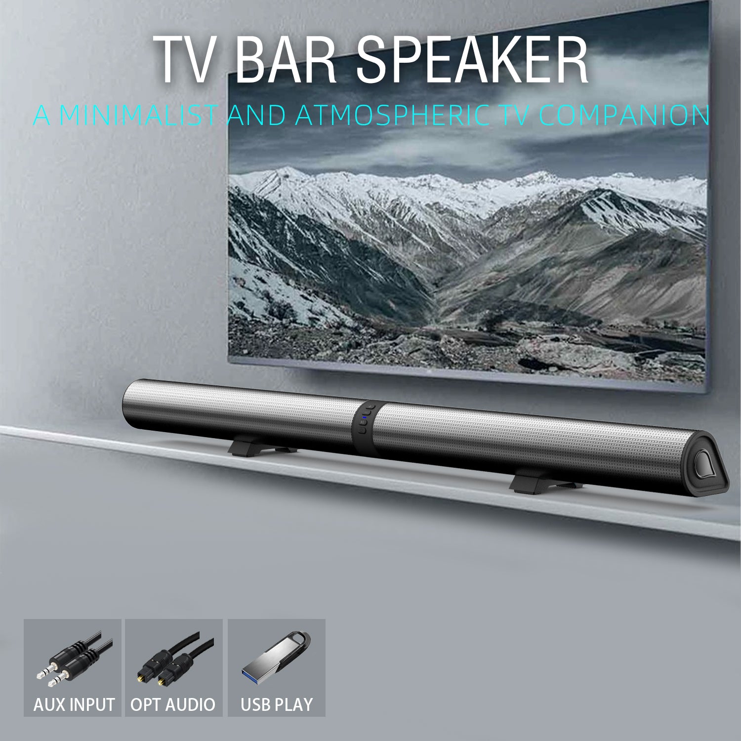 40cm Bluetooth Sound Bar System – Wireless Detachable Subwoofer & 2 Speaker Surround Audio