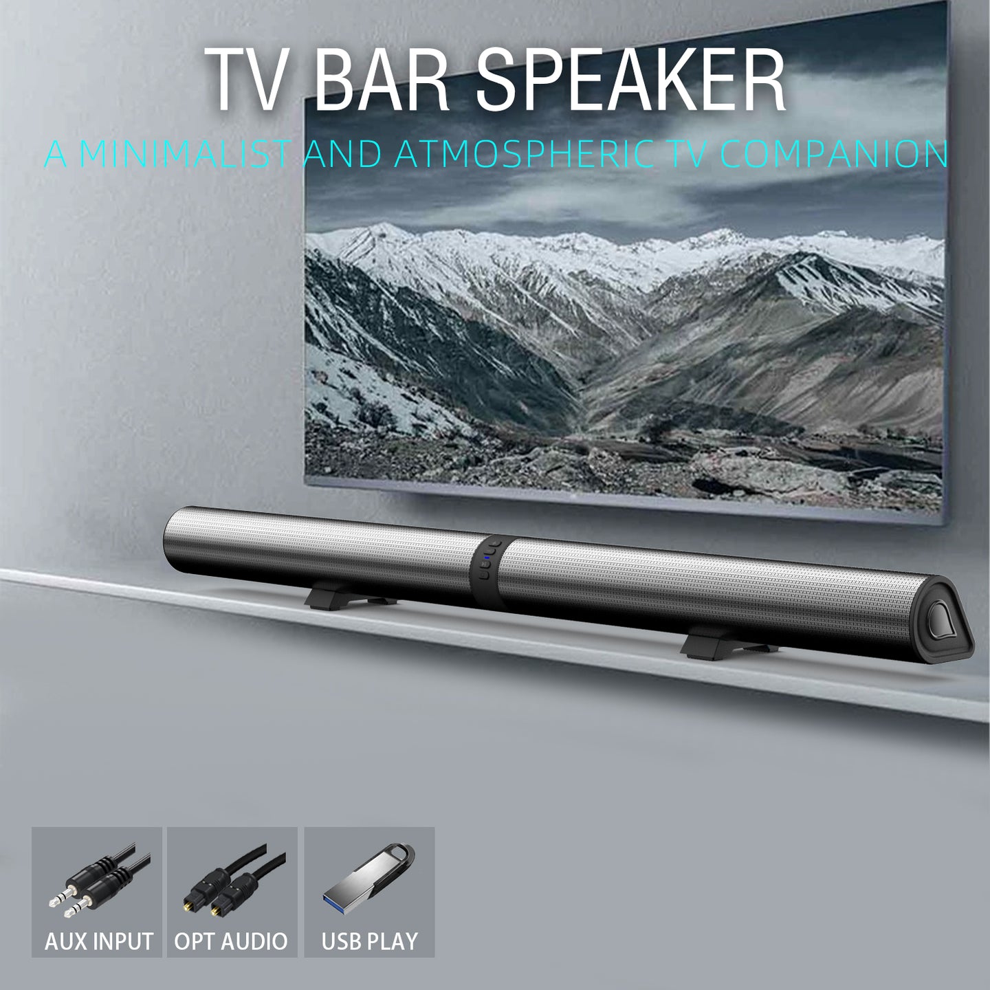 40cm Bluetooth Sound Bar System – Wireless Detachable Subwoofer & 2 Speaker Surround Audio