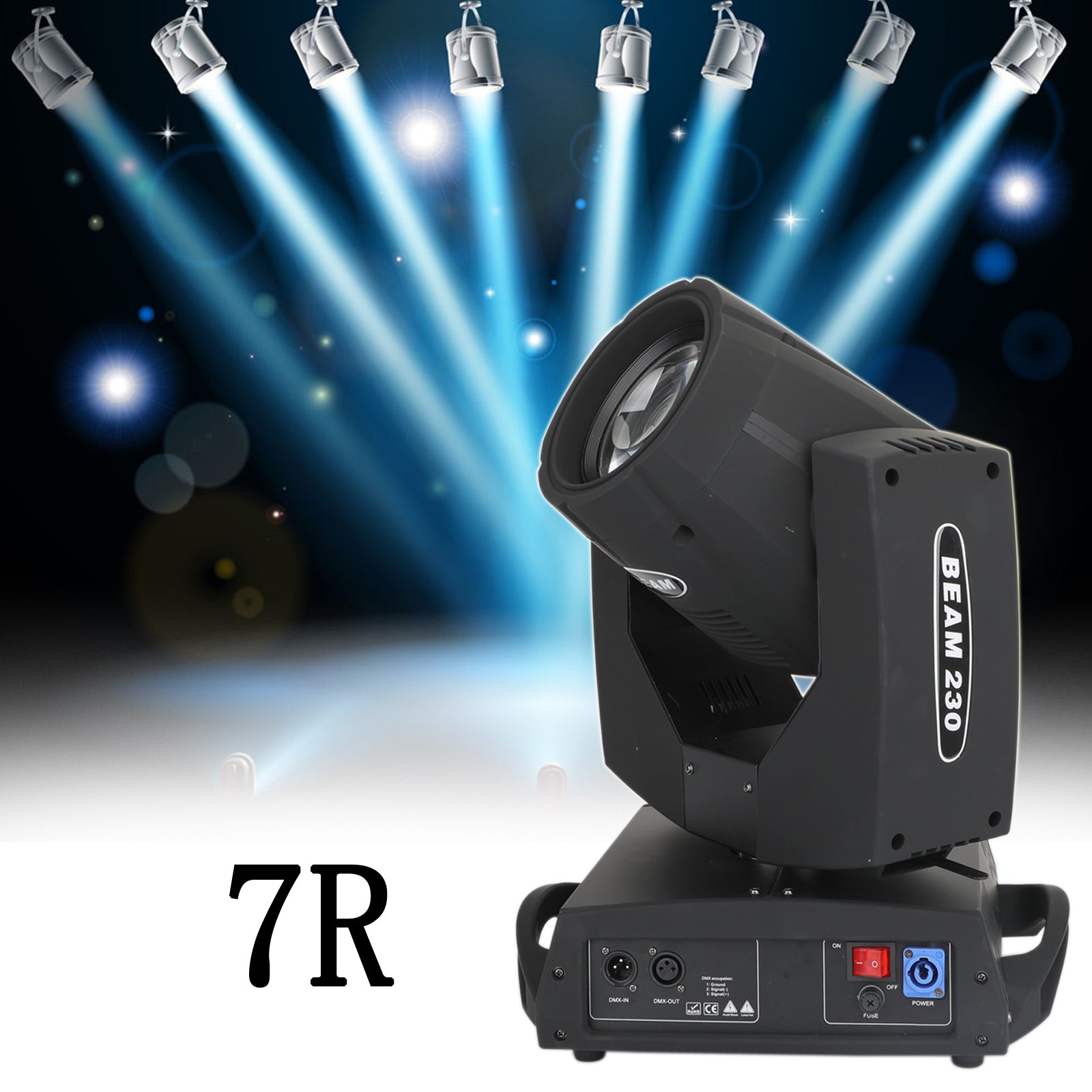 230W 7R Zoom Moving Head Beam Light – Sharpy with 8-Prism Strobe, DMX 16CH for Party & Stage