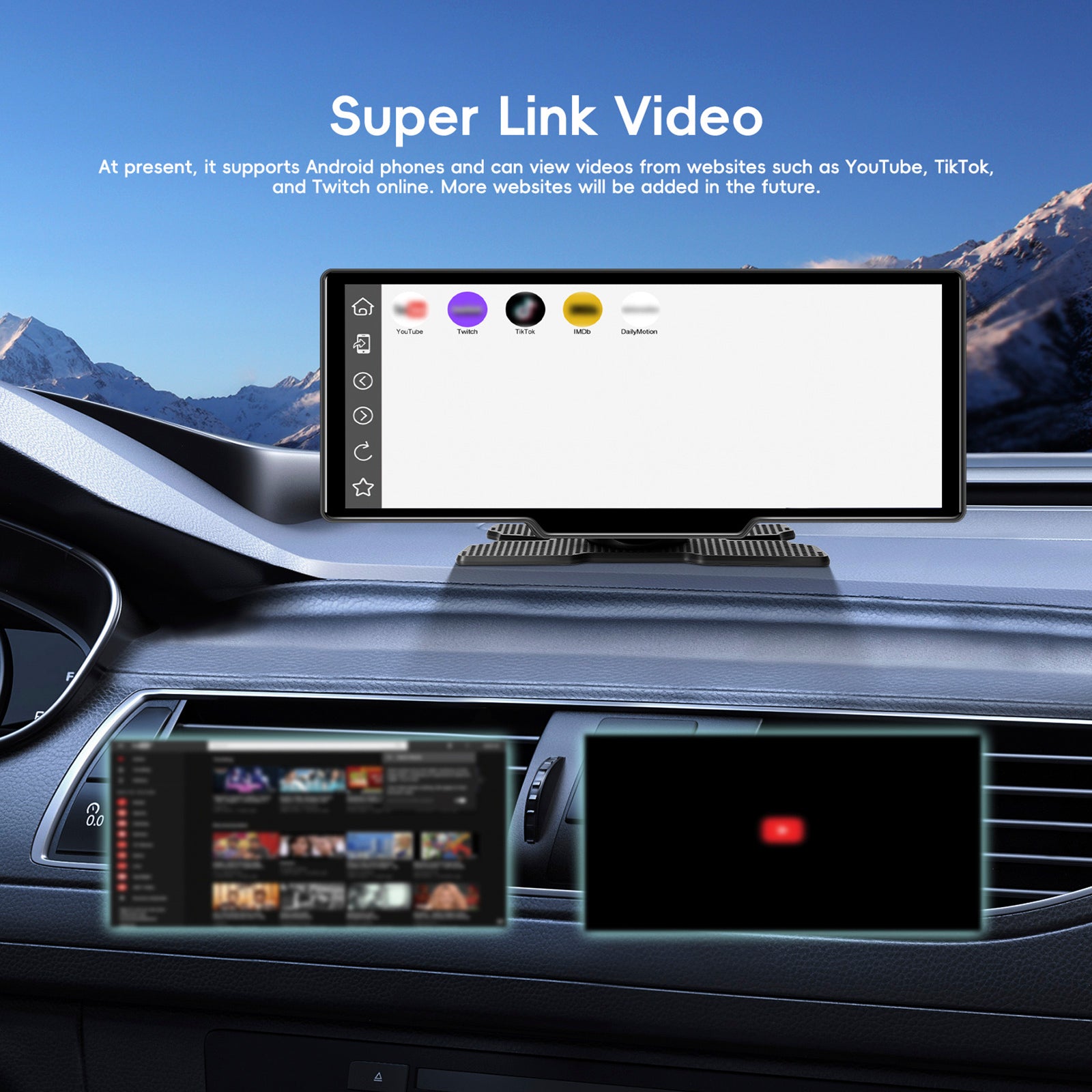 10.26" Portable Bluetooth Car Navigation Wireless Carplay Car Radio AHD Camera