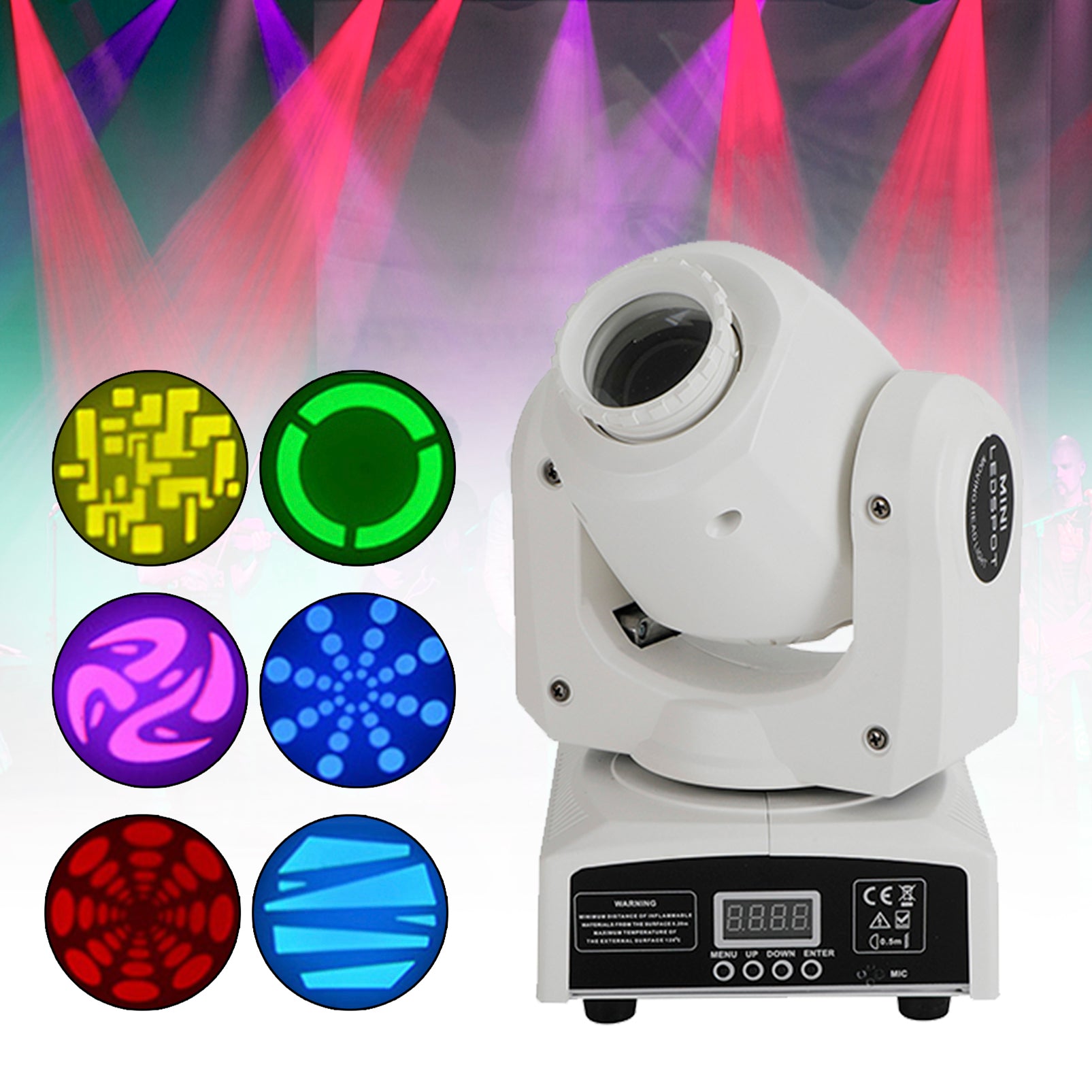 120W RGBW LED Moving Head Stage Light with 8 Gobo Patterns – DJ DMX Beam Party Lighting