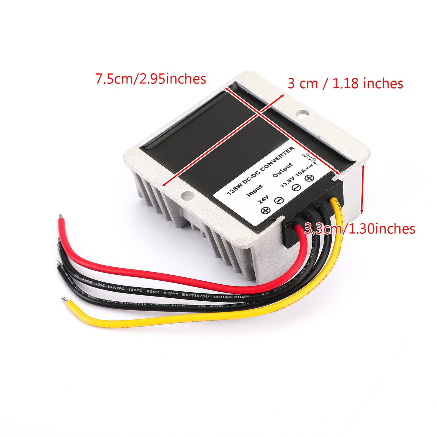 WaterProof 24V to 13.8V 10A 138W Step Down DC/DC Power Converter Regulator US
