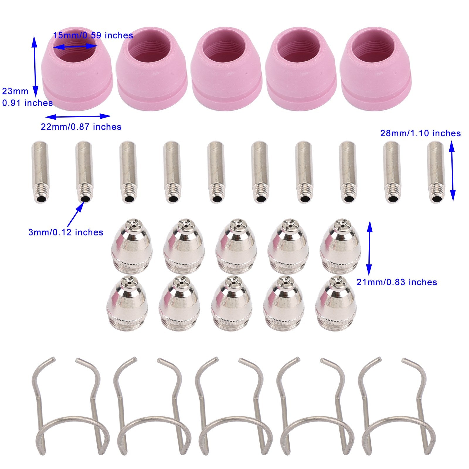 Areyourshop 30Pc AG-60 SG-55 Plasma Cutter Torch Consumables Electrode Tips Shield Guide