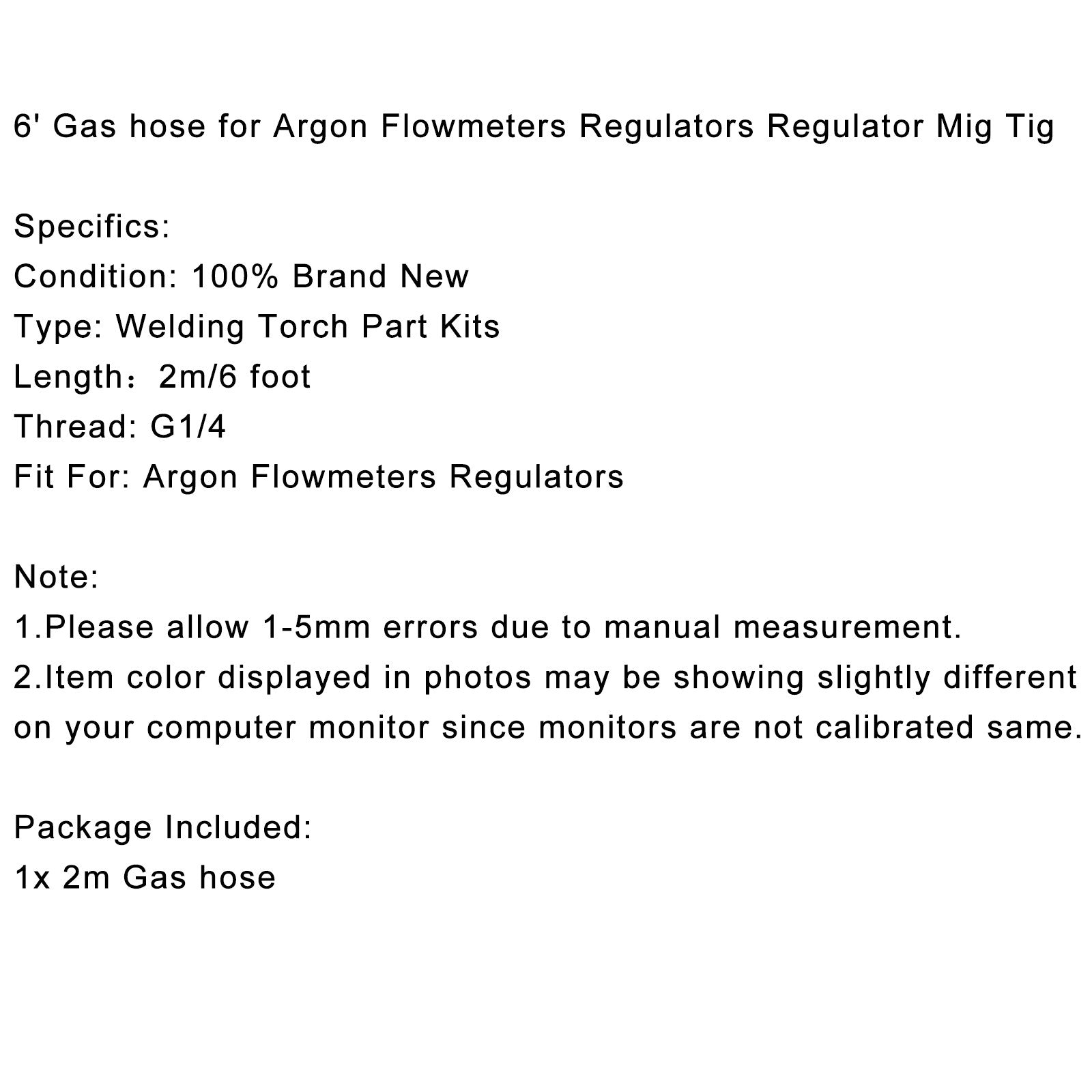 NEW 6mm Gas Hose For Argon Flowmeters Regulators Regulator Mig Tig USA US