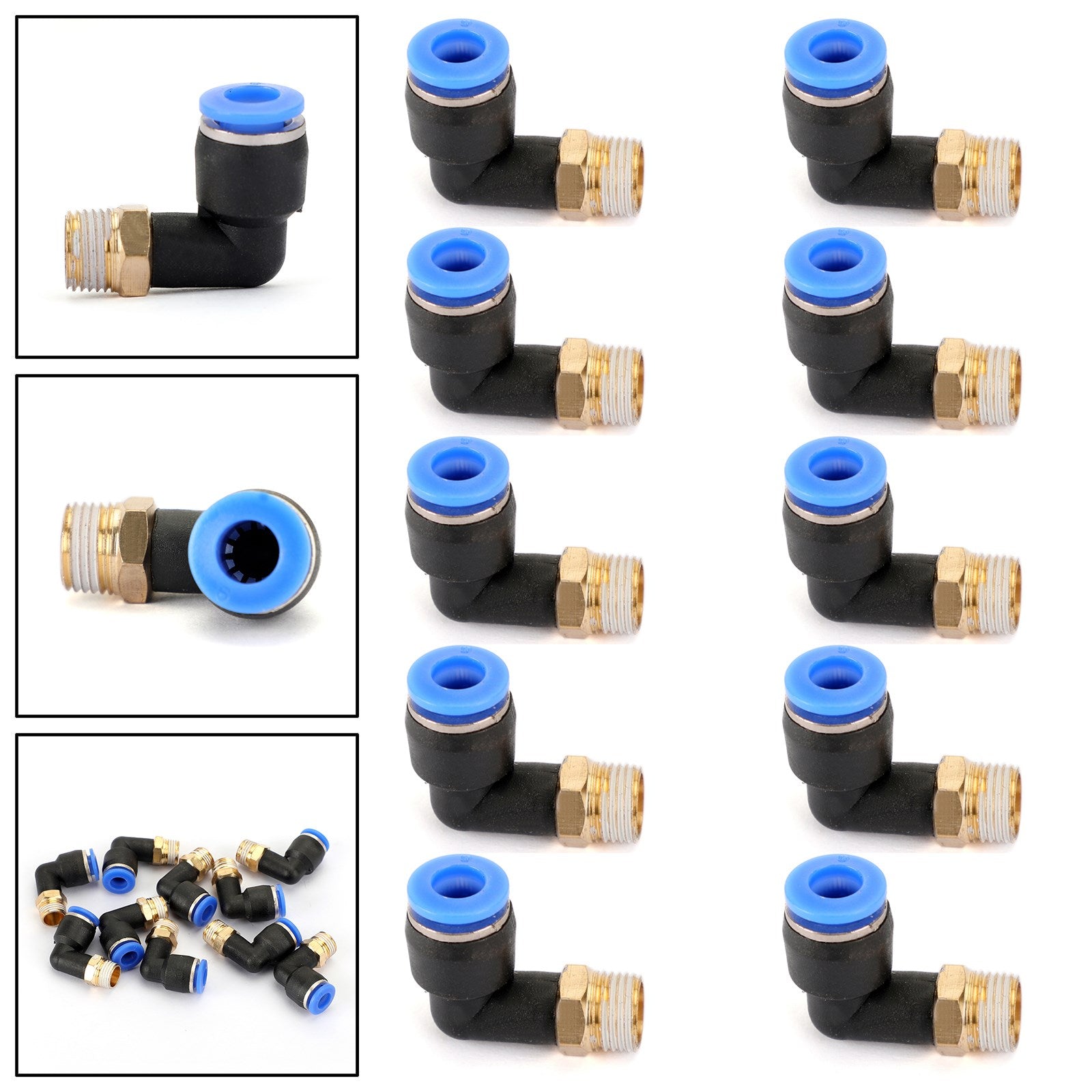 10Pcs Pneumatic 1/4 Tube X 1/8 Npt Male Swivel L Push To Connect Fitting UE