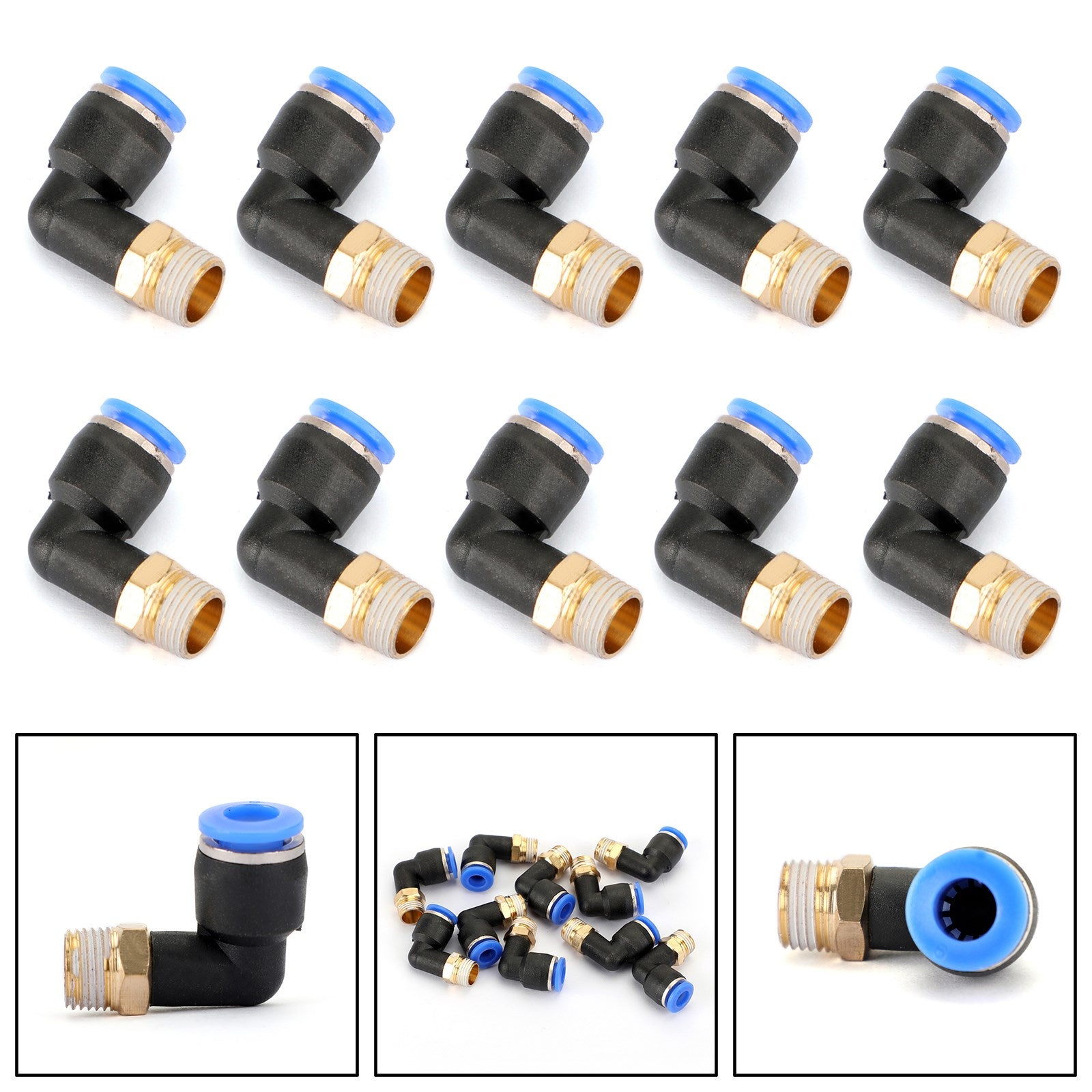 10Pcs Pneumatic 1/4 Tube X 1/8 Npt Male Swivel L Push To Connect Fitting UE