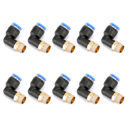 10Pcs Pneumatic 1/4 Tube X 1/8 Npt Male Swivel L Push To Connect Fitting UE