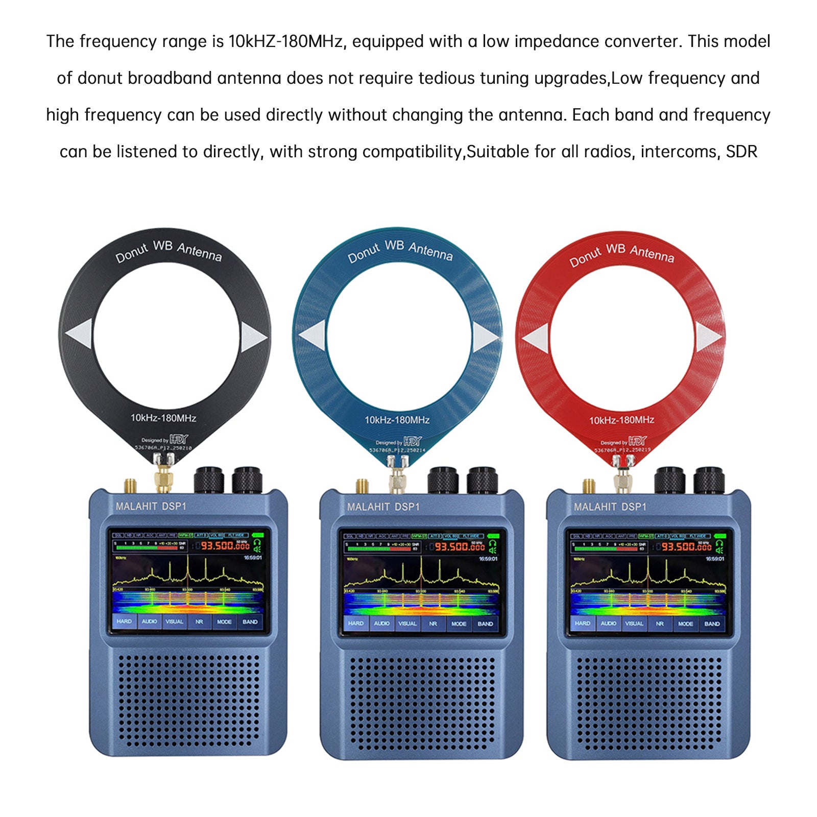 10kHz-180MHz Full-Band Ring Donut Antenna Shortwave/Medium Wave SDR Reception