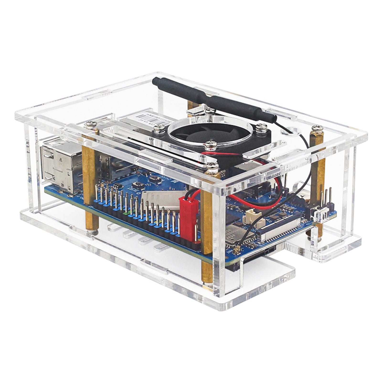 Orange Pi 4A Acrylic Case Orange Pi Transparent Protective Box with Cooling Fan