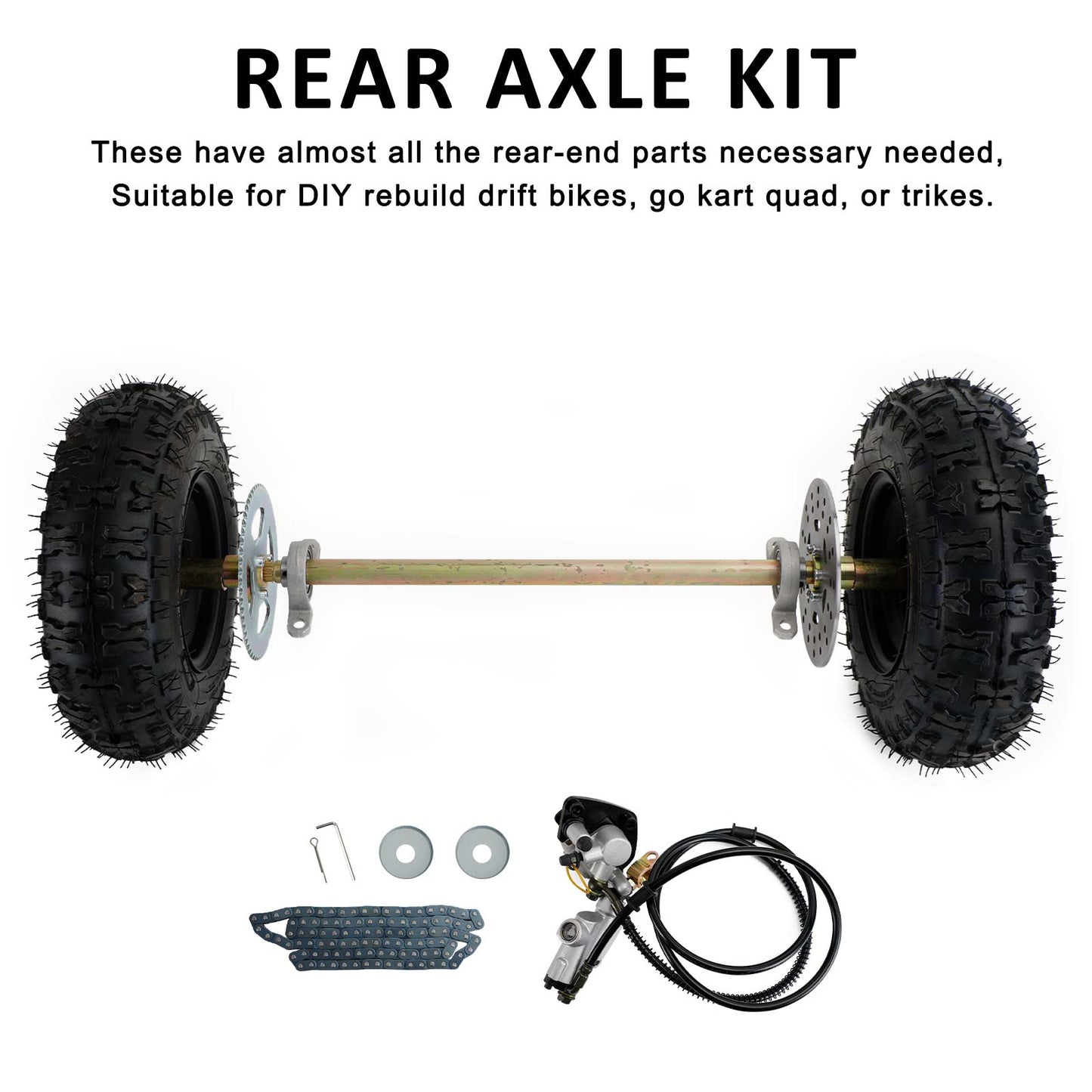 29" Rear Axle Assembly with Complete Wheel Hub Kit – Replacement for Go Kart, Quad, Trike & Drift Bikes