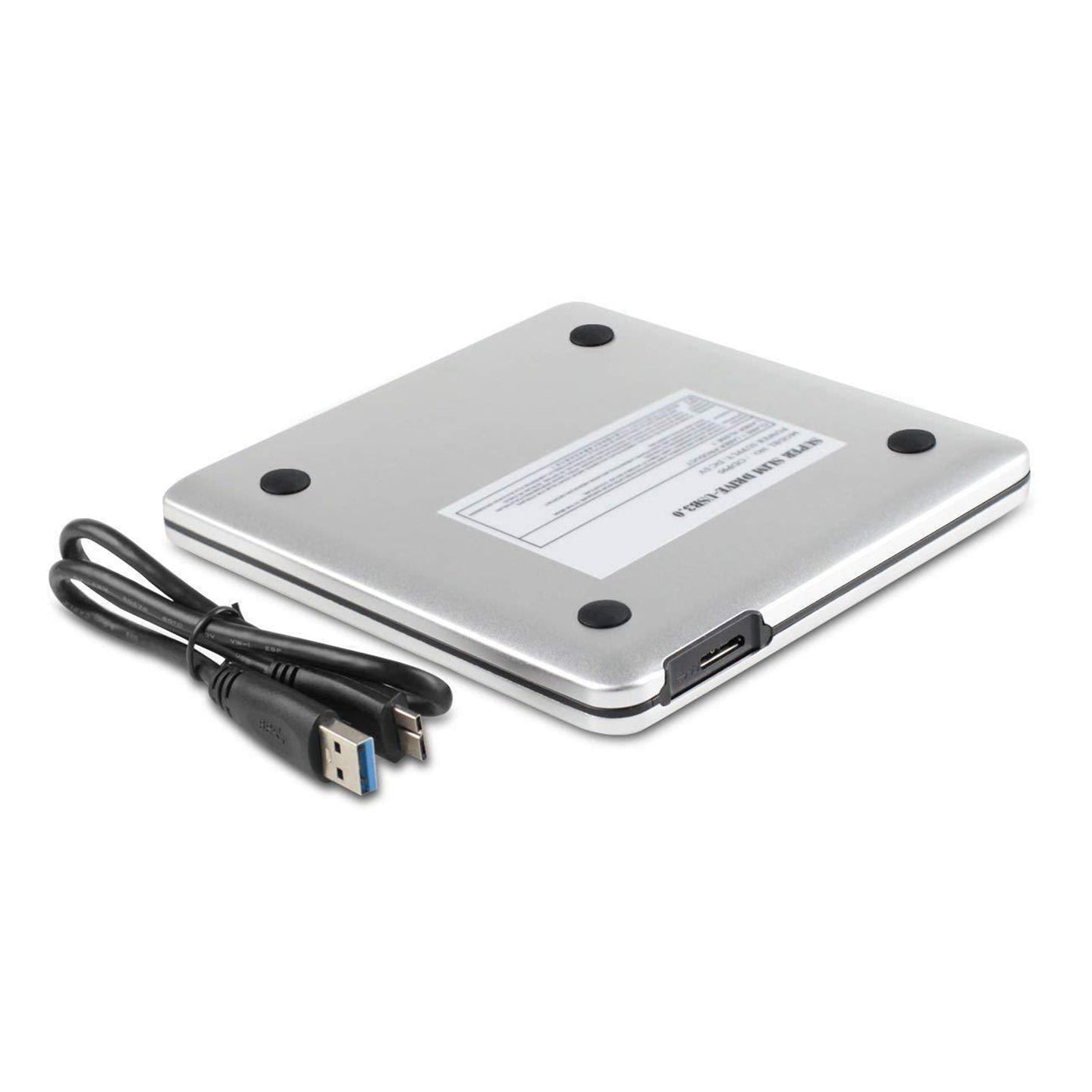 USB 3.0 External DVD/BD Burner & Recorder Drive – 4K Playback, Super Slim, Silver