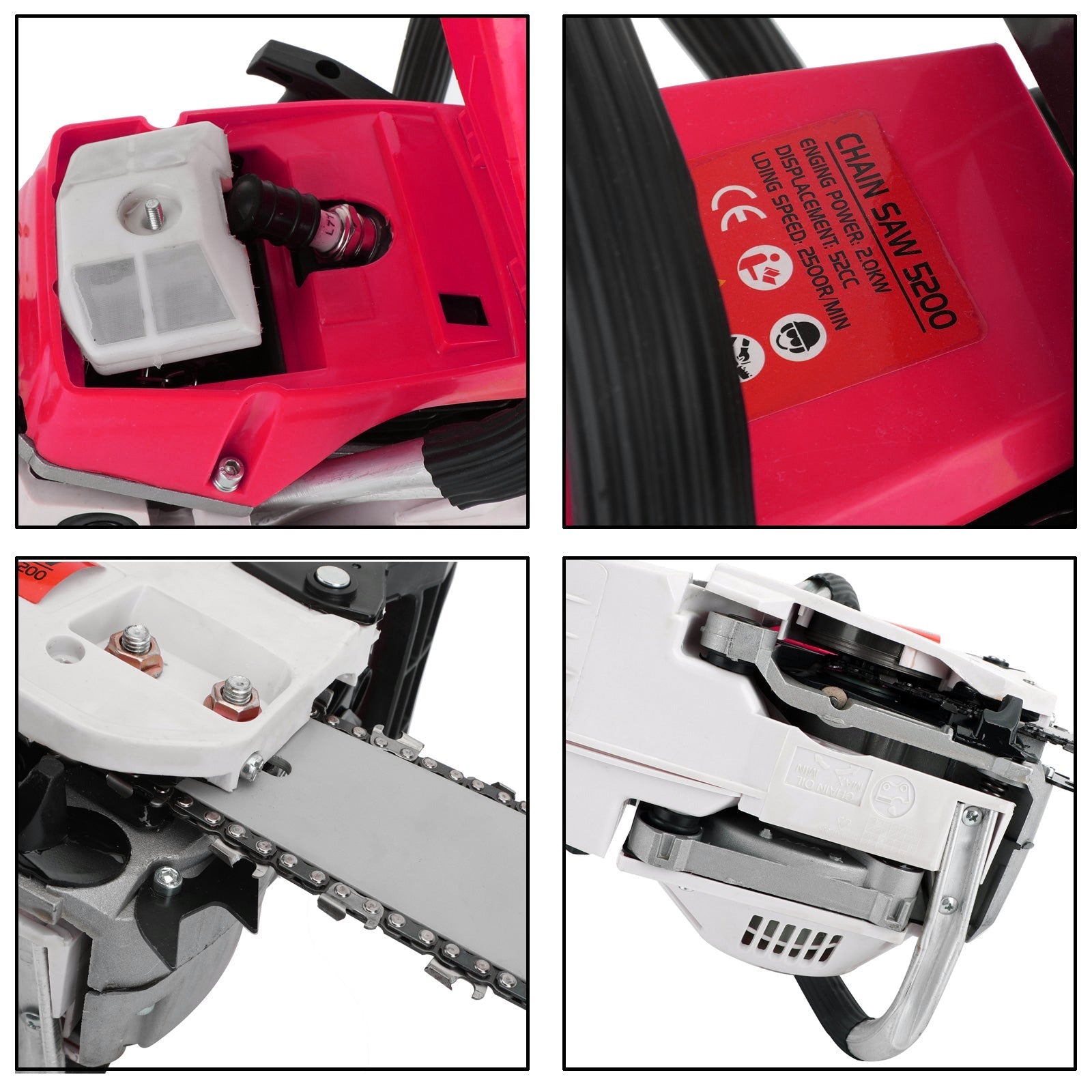 22-Inch 52CC Gas Chainsaw with Aircraft-Grade Aluminum Protection & Anti-Vibration Handle
