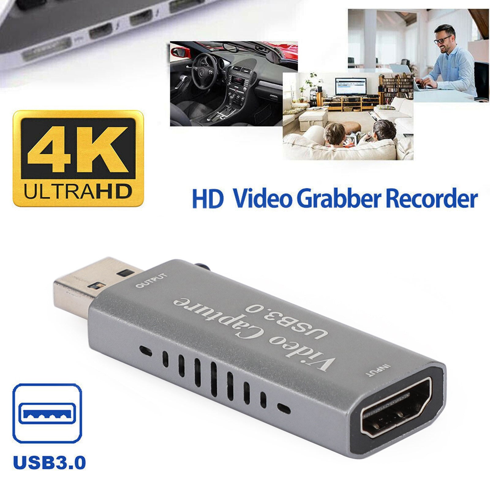 4K HD to USB Video Capture Card Device for Live Streaming Gaming Conference