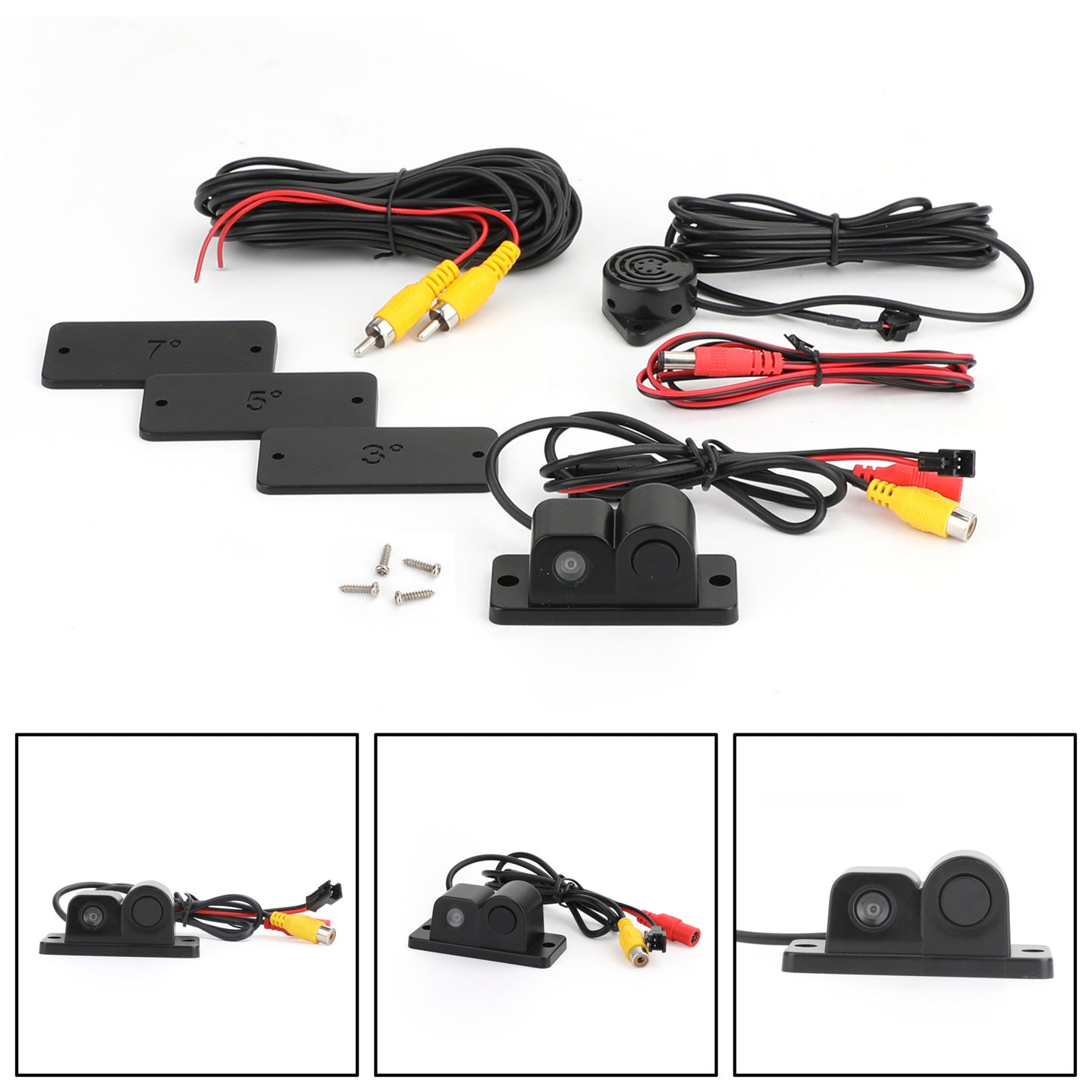 Car Rear Camera Parking Sensor Radar + Beeper + 4.3" LCD Fold Mirror Kit