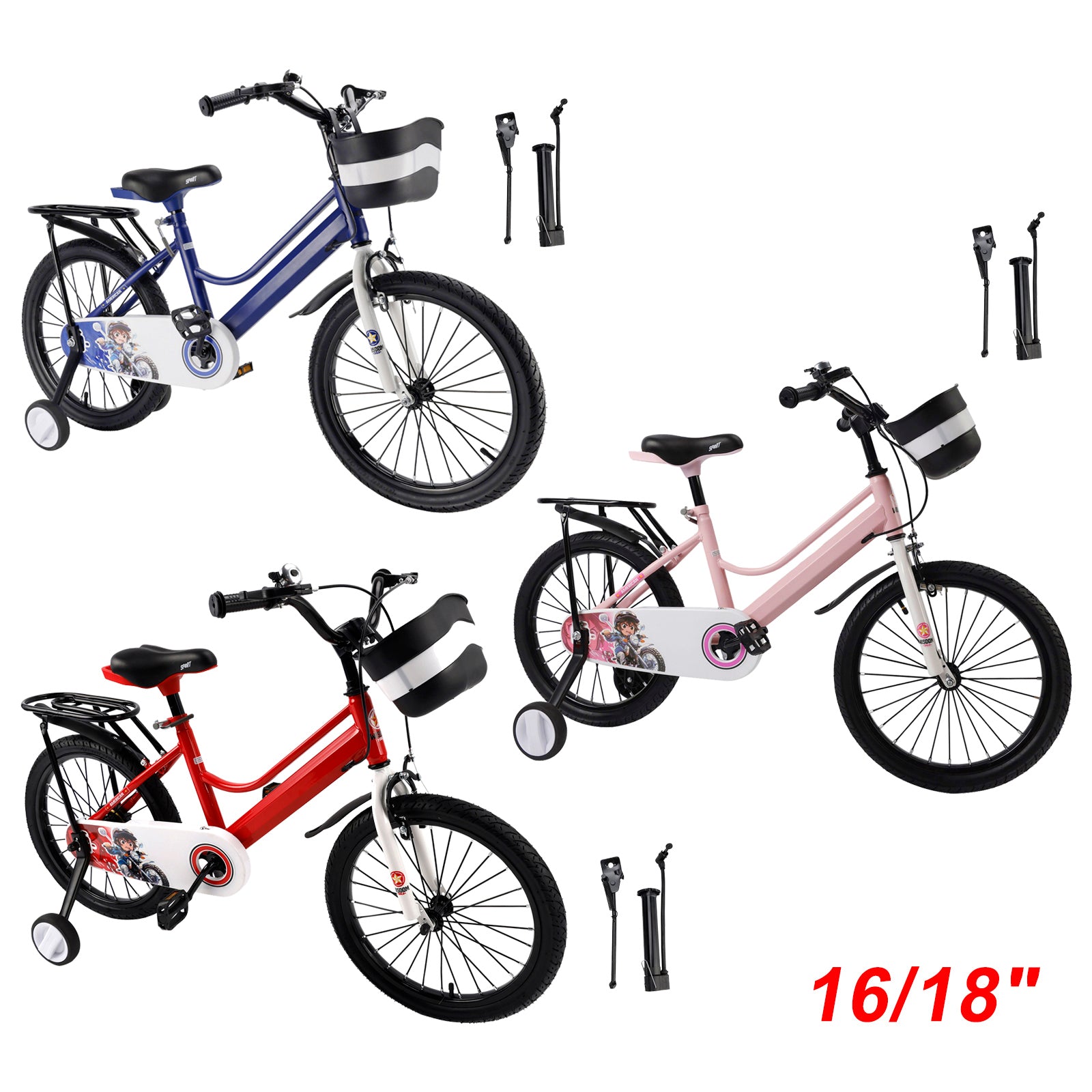 16" Kids Bike for Boys and Girls with auxiliary wheels & Rack Dark Blue