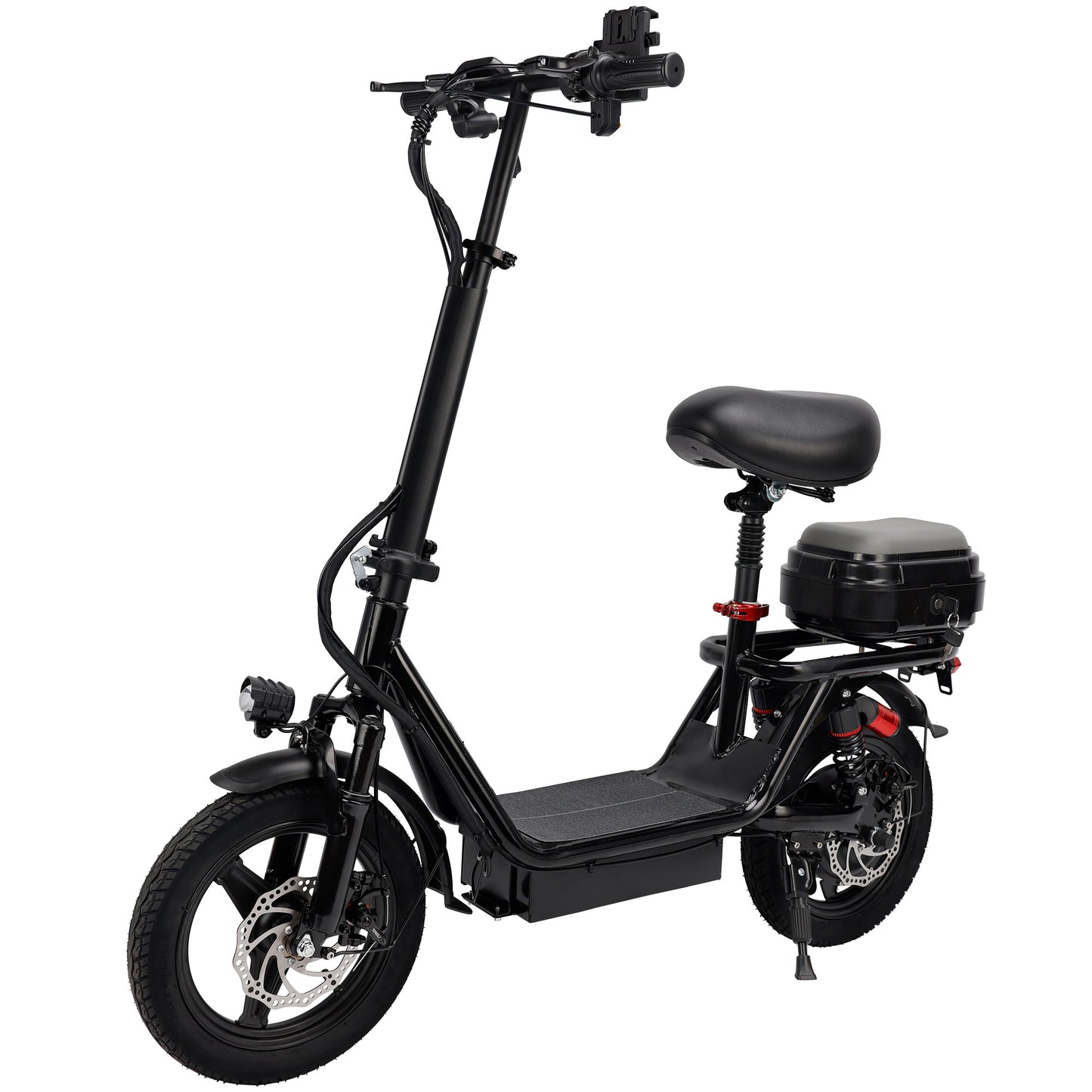 500W Adult Shock Absorption Electric Scooter with Seat 14" Commuter Electric Scooter With Carry Basket - Up to 30 Miles 20MPH