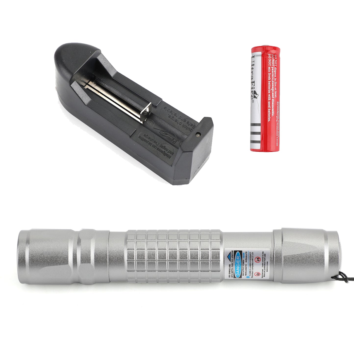405nm 5mW Rechargeable Blue-Violet Laser Pointer Kit with 18650 Battery & Charger, High Power Pen for Presentations