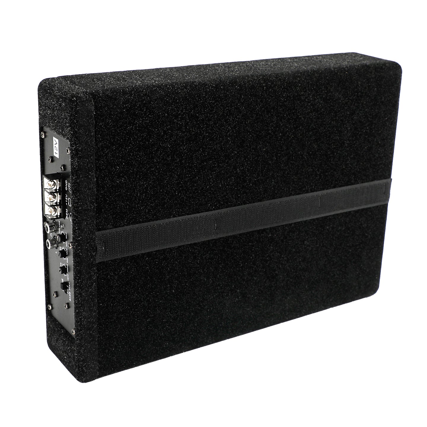8 Inch 600W Slim Under-Seat Car Subwoofer with Built-in Amplifier & Tweeter, Full Range Powered Speaker Box