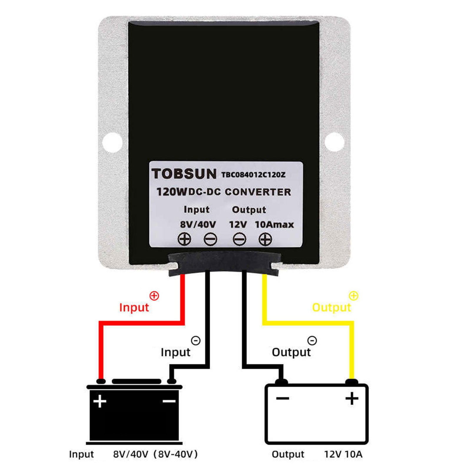DC-DC Step Down Converter 20-72V to 12V 3A 36W, IP68 Waterproof Power Regulator for Golf Cart, Boat & Solar