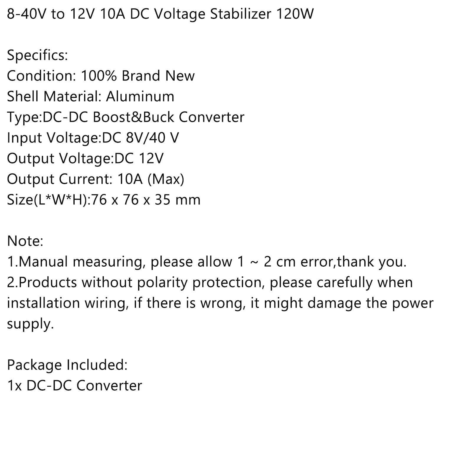 DC-DC Step Down Converter 20-72V to 12V 3A 36W, IP68 Waterproof Power Regulator for Golf Cart, Boat & Solar