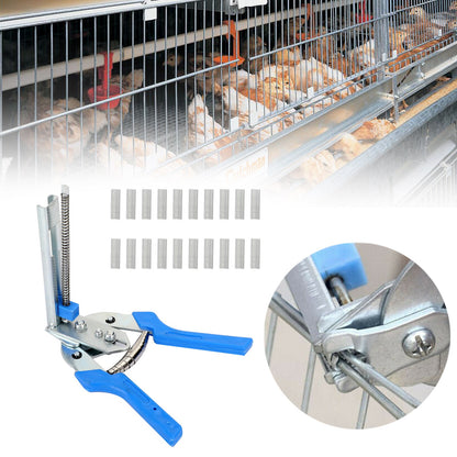 Hog Ring Plier & 600xM Clips Jaws Tool Staples Chicken Mesh Wire Cage US