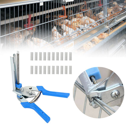 Hog Ring Plier & 600lsfb2 Clips Jaws Tool Staples Chicken Mesh Wire Cage US