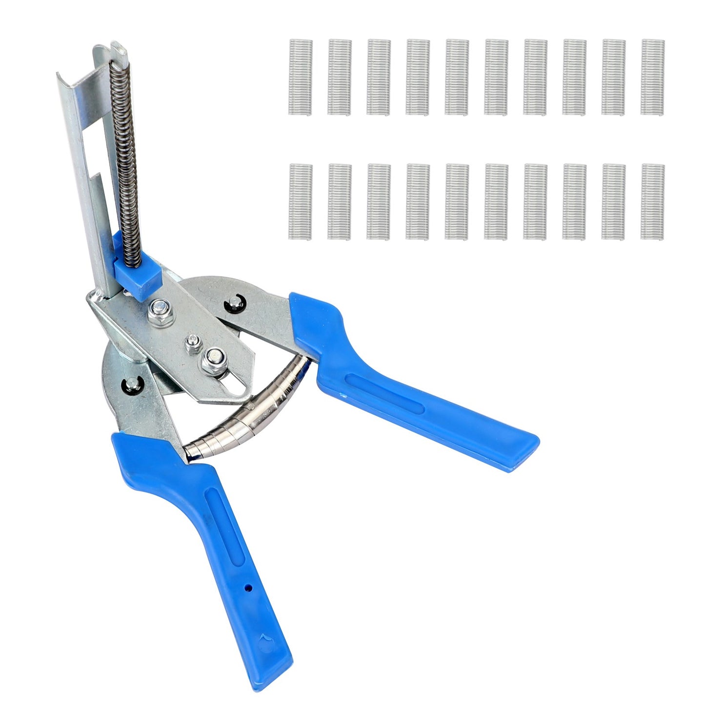 Hog Ring Plier & 600xM Clips Jaws Tool Staples Chicken Mesh Wire Cage US