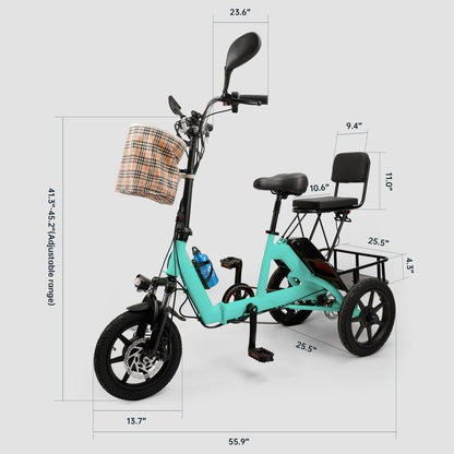 Cyan 350W Electric Trike with Foldable Design & 3 Speeds (Copy)