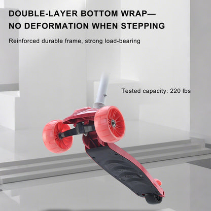 2-in-1 Pink Kids Scooter â€?Folding Seat, LED Light-Up Wheels, Adjustable Height