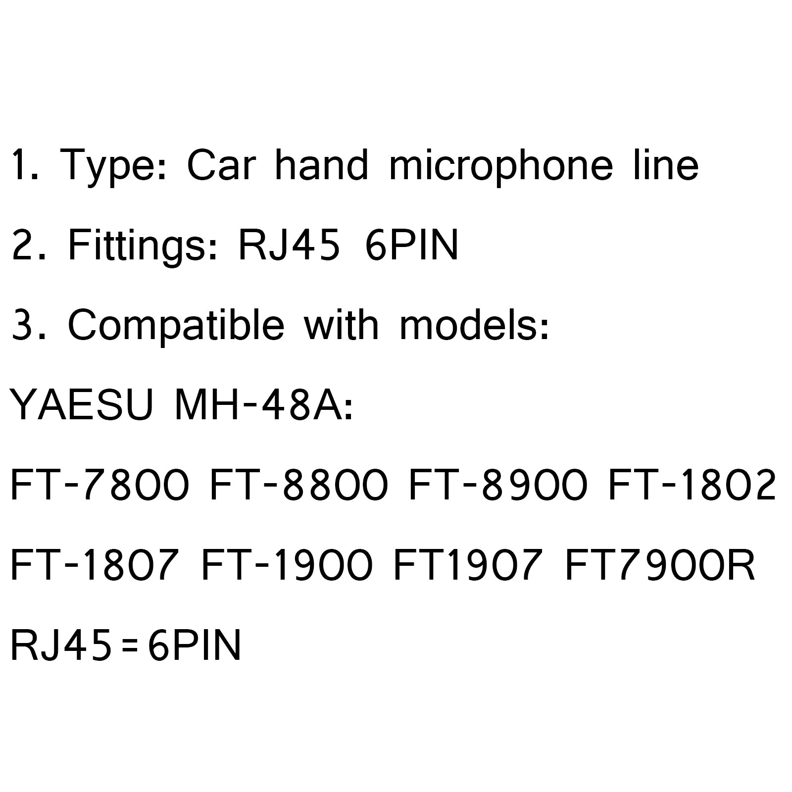1Pcs RJ45 6PIN Speaker Mic Cable Line Cord For Yaesu MH48A FT-8800 FT-1802 Radio