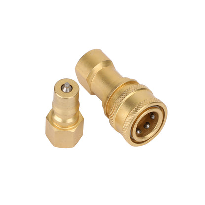 1 Sets 1/4 NPT ISO 7241-B Quick Disconnect Hydraulic Couplings/Couplers Brass E