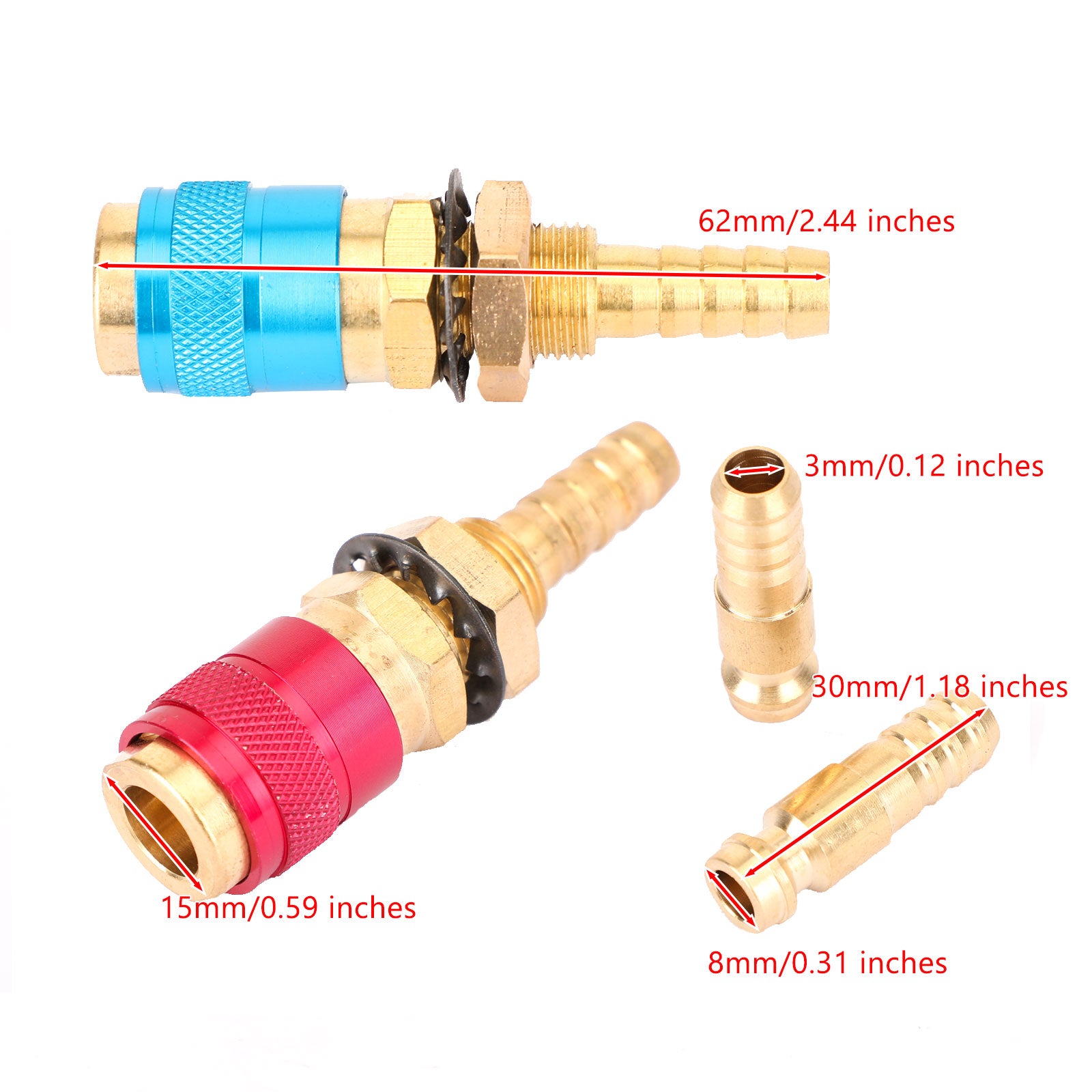 Water Cooled & Gas Adapter Quick Connector Fitting Fit TIG Welding Torch Intake